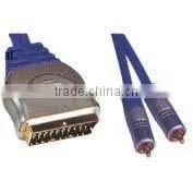 Moulded 21 PIN Plug Scart(180) to 2RCA Plug Assembled Nickel-Plated Metal Shell.Scart Cable thumbnail-1