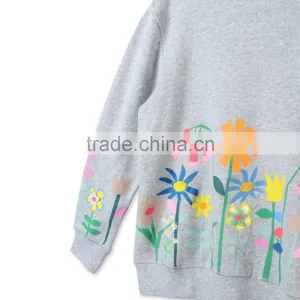 Grey Graphic Flowers Betty Sweatshirt Kid Clothing Wholesle Childern Wear HSs5141 thumbnail-4