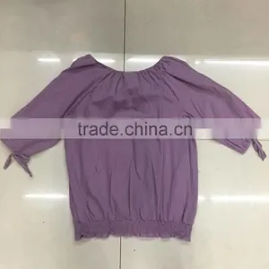 Women 100%cotton Middle Sleeve Purple T-shirt Garment Stock Lot thumbnail-6