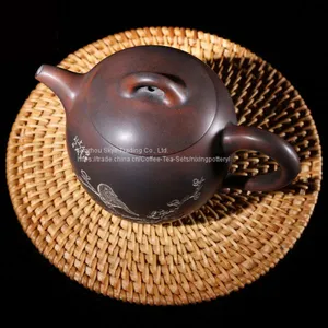 230ml Handmade Customized Large Capacity Qinzhou Nixing Pottery Happiness In Eyes Tea Pot Purple Clay Pot thumbnail-2