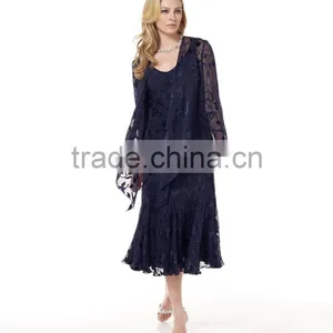 Formal Long Sleeve Knee Length Plus Size Dress thumbnail-3