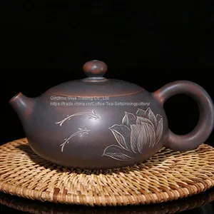 Nixing Pottery Flat Big Stomach Chinese Pure Handmade Ceramic Teapot Best Gift Tea Ware thumbnail-1
