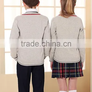 Latest Grey Custom Unisex Cardigan Sweater School Uniform Design thumbnail-4
