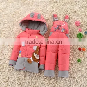 NEW 2015 Winter Children Clothing Sets Duck Down Jacket Sets Pants-jacket Hooded Baby Girls Winter Jacket & Coat Pony Pattern thumbnail-1