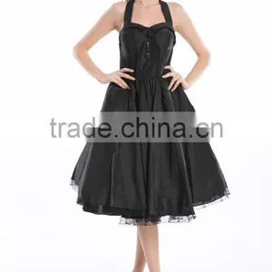 Wholesal 2014 Whloesale Ladies 1950's Vintage Style Black Polka Dot Halter Neck Rockabilly Dress New 8 - 26 ou thumbnail-3
