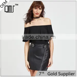 Flounce off Shoulder Stretch Bodysuit Hot Design Lady Clothing thumbnail-1