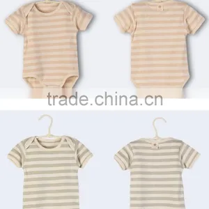 Wholesale 100% Organic Cotton Baby Romper Solid Strip Pattern Baby Newborn Bodysuit thumbnail-6