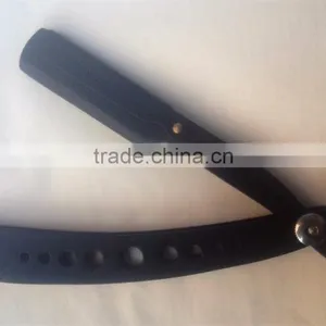 Black Barber Straight Razor With Custom Logo thumbnail-1