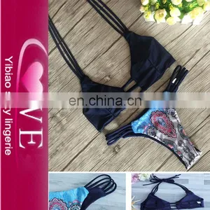 Women's Beach Strappy Reversible Bottom Bikini Set thumbnail-1
