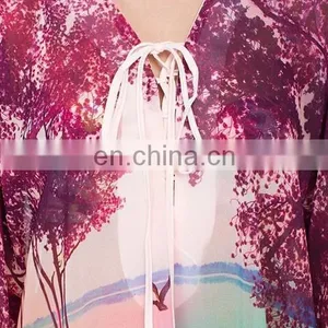 New Printing Design Silk Lady Kaftan Dress thumbnail-5
