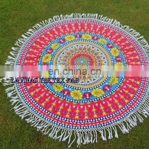 Mandala Beach Roundie Wholesaler in India Beach Yoga Mat thumbnail-1