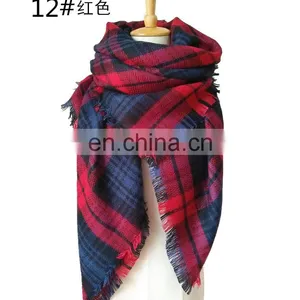 European Winter Cashmere Scarf Plaid Scarf Increase Double Colorful Square Scarf Shawl thumbnail-6