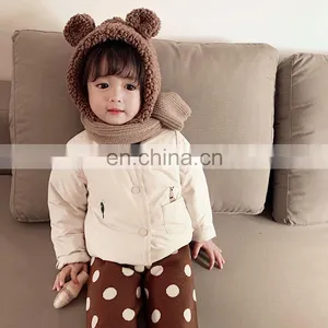 2020 Latest Design Warm Bear Embroidered Jacket for Girls Kids Baby Winter Cotton Padding Jacket thumbnail-3