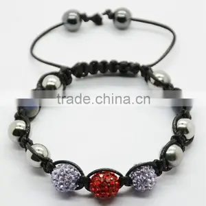 Woven Shamballa Bracelet With Hematite Beads thumbnail-1