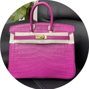 Nile Crocodile Platinum 25 Matte Pure Water Dyed Crocodile Leather Bag European And American Fashion Women's Handbag Handbag Wax Line Half Hand Sewing thumbnail-1