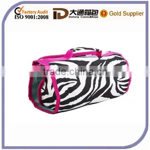 Large Zebra Hot Pink Cosmetic Bag With Tri-fold Two Snaps Closure thumbnail-1