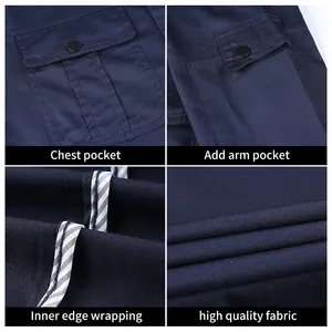 Summer Short Sleeved Work Clothes Set for Male and Female Workers, Workshop Labor Protection Clothing, Sweat Absorbing and Breathable Half Sleeved Work Clothes Wholesale thumbnail-5