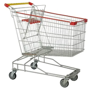 Metal Store Grocery Store Supermarket 150L European Zinc With Powder Coated Shopping Trolley Cart thumbnail-4