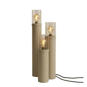 Minimalist Tube Floor Lamp With Amber Glass Cylinder – E27 thumbnail-4