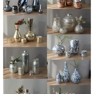 Bud Vase Table Vase Glass Vase Colorful Unique Vase Home Decoration Flower Vase Gift Set Flower Pot Mosaic Glass Vase Glass Jar Glass Pot thumbnail-1