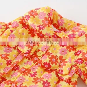 Japanese Wholesale Products High Quality Cute Infant Girl Winter Clothes Flower Pattern Shirring Jacket thumbnail-4