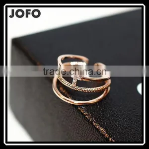 2015 Three Layer Fashion Midi Rings Rhinestone Cross Punk Rings For Women and Men thumbnail-1
