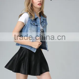 Wholesale OEM ODM Bulk Factory Women Fashion Retro Joker Sleeveless Denim Vest Jacket Vest thumbnail-3
