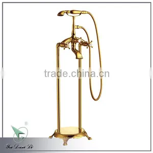 Golden Plating Classic Design High Quality Double Handle Floor Standing Tub Faucet Y009A2 thumbnail-1