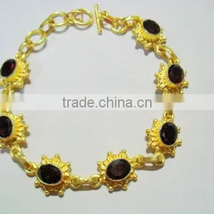Garnet Gemstone Metal Bracelets thumbnail-1