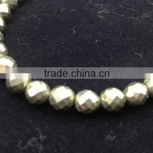 8mm Round Faceted Pyrite Loose Beads for Sales thumbnail-1