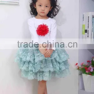 Cute White and Red Flower Baby Girl Clothing ,autumn Children Outfit With Tutu Skirt thumbnail-1