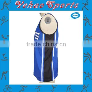 Blue Basketball Jersey With Polyester Mesh Digital Printing Sublimation thumbnail-2