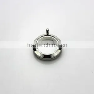 316L Stainless Steel Screw Sliver Plain 25mm Floating Glass Lockets Pendant thumbnail-1