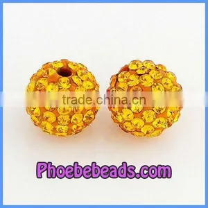 10mm Gold CZ Shamballa Crystal Beads Wholesale CPB-029 thumbnail-1