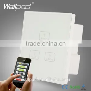 Factory WIFI Remote Wallpad Modern White Glass Panel 3 Gang 3 Way Wireless WIFI Remote Touch Sensitive Switch 110-250v AC EU/UK Quality Choice thumbnail-1
