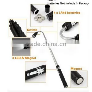 A-OK Factory Wholesale Used Flexible Pick up 3 Led Flashlight With Telescoping Magnet thumbnail-2