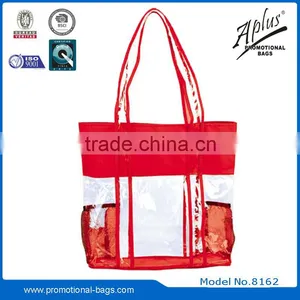 Clear PVC Custom Tote Bag With Two Side Mesh Pockets thumbnail-6