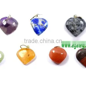 7 Chakra Heart Pendants : Heart Cabochon Chakra Pendant for Sale thumbnail-1