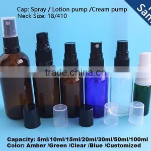 20ml Blue Boston Round Glass Bottle , Essential Oil Bottles With Pump thumbnail-4