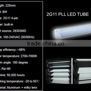 High Performance 2g11 End Cap Led Tube Samsung Chip 8w 12w 16w 20w 22w 120v 240v Pll Led Lamp thumbnail-2