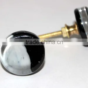 Frosted Glass Knob With Metal Fittings - 1.5 Inch thumbnail-2