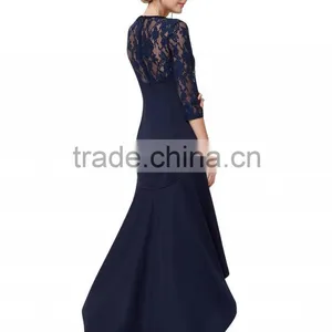 Woman New Fashion Design Long Prom Dress Europe Style, 3/4 Lace Sleeve and High-low Hemline See-through Free Prom Dresses Quality Choice thumbnail-4