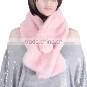 Women Pink Rabbit Fur Scarf/real Fur Scarf/wholesale Fur Scarf KZ150159 thumbnail-1