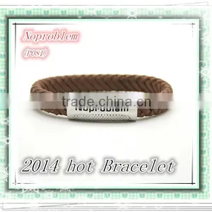 Noproblem P081 Stainless Steel Personalized Frendship Health Casual Leather Power Bracelet thumbnail-1
