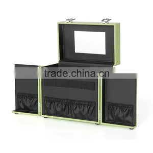 Wholesale Portable PVC Leather Empty Cosmetic Case Makeup Vanity Box With Mirror thumbnail-5