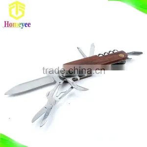Multifunction Camping Stainless Steel Pocket Knife With Wood Handle thumbnail-1