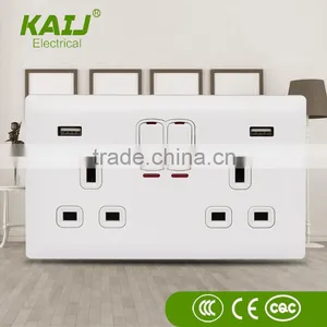 British Standard 13a Multi Double 3 Pin 2 Gang Wall Switch Socket With 2 Usb Outlet thumbnail-3