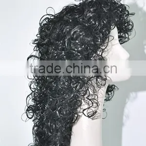 Long Black Crazy Afro Curls Wigs Football Fans Wig N344 thumbnail-2