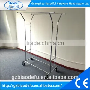 Chrome Finish Double Rail Garment Rolling Rack thumbnail-1