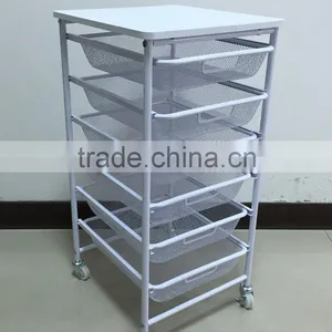 6 Tier White Drawer Storage Organizer Rolling Trolley Cart thumbnail-1